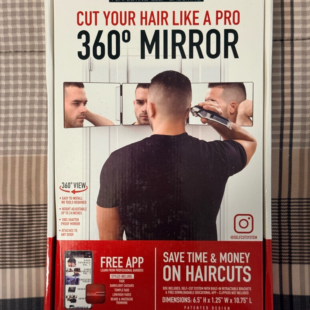 360° Mirror for Men's Grooming - Black
